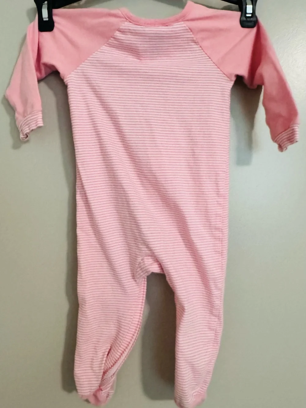 Pink Striped Kitty Footed One-Piece - Baby